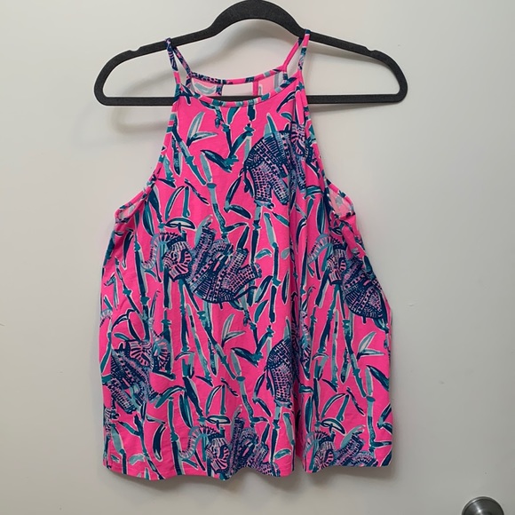 Lilly Pulitzer pink elephant print sleeveless top - Picture 3 of 8